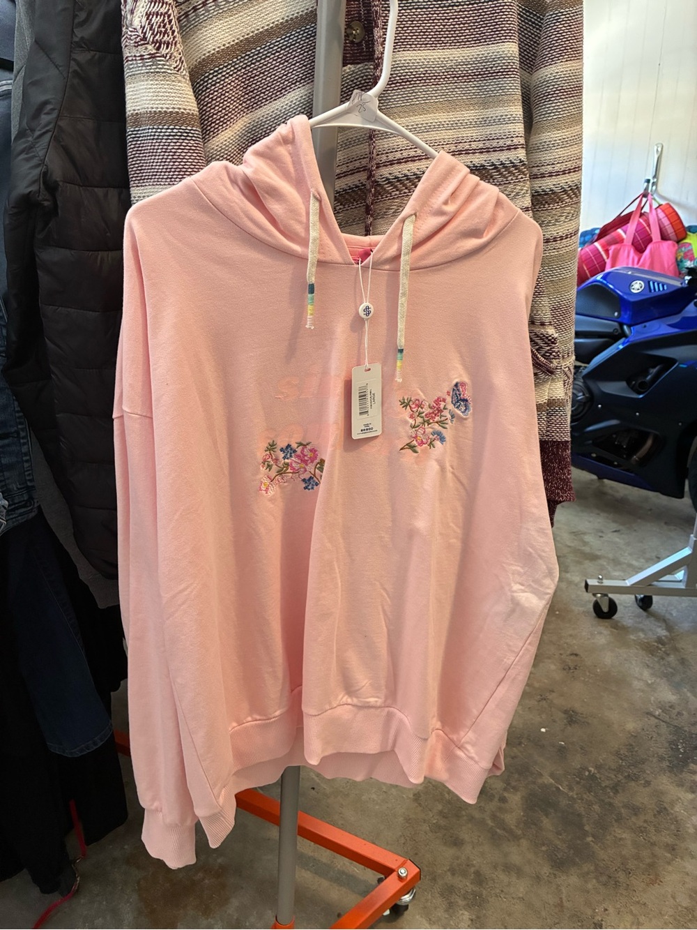 Simply Southern Light Pink Embroidered Hoodie Sweater